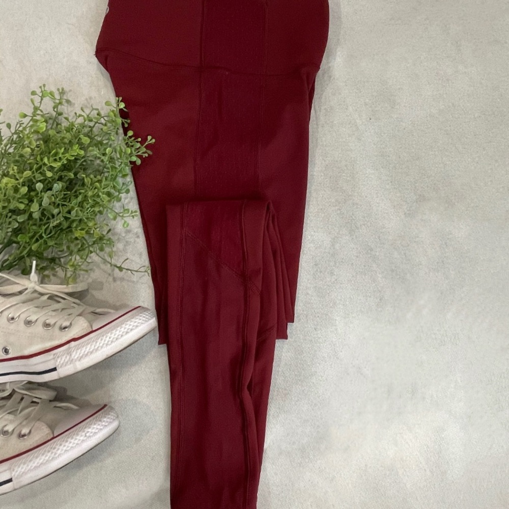 High waist Red leggings with mesh